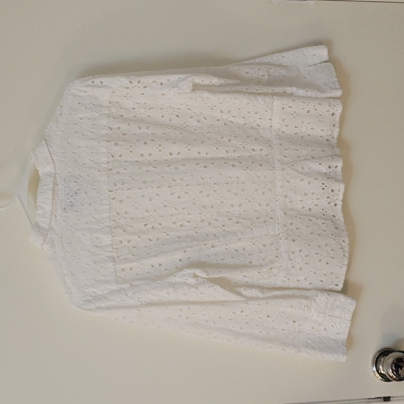 jones NEW YORK White Eyelet Peplum Peekaboo Coquette Cover-up Shacket - Picture 5 of 8
